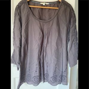 Boden Embrioded Cotton Peasant Top